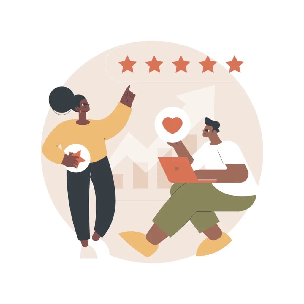 illustration of two customers giving rating